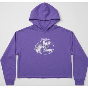 Bass Pro Shops Purple Hoodie L/G Johnny Morris Logo Graphic 60% Cotton 40% Polye